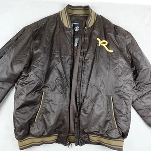 Rocawear Bomber Jacket Mens 4X Brown Zip Front Ribbed Collar Quilted Lining VTG - Picture 1 of 24
