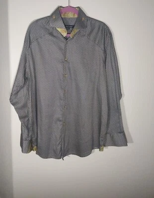 Bogosse Limited Edition Men's Dress Shirt Peter 62 R Size 1XL Navy/Tan Geo Print - Image 1 of 4