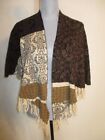 BKE Boutique FAB! Wallpaper Knit Poncho w Fringe Trim in Multi Colors XS/S