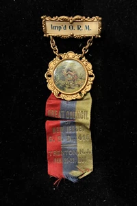 ANTIQUE 1906 IMPROVED ORDER OF REDMEN TOTE MEDAL IMP'D O.R.M. NEW JERSEY (16E) - Picture 1 of 10