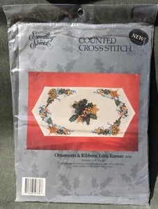 Something Special Counted Cross Stitch Kit ORNAMENTS & RIBBONS TABLE RUNNER - Picture 1 of 4