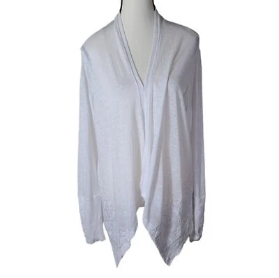 Stetson Cárdigan Occidental Ligero Mezcla Algodón Blanco Bordado Top Grande Foto 1 de 4