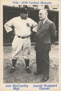 JOE McCARTHY & JACOB RUPPERT  1974 TCMA 1936-39 YANKEE DYNASTY