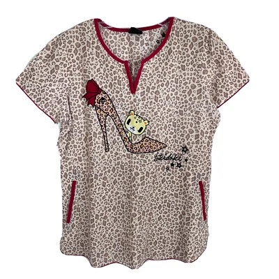 Blusa Médica Koi Tokidoki para Mujer S Estampado de Leopardo Guepardo Diseño de Tacón Alto #186PLM Foto 1 de 4