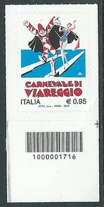 2016 ITALIA CODICE A BARRE 1000001716 CARNEVALE VIAREGGIO MNH ** - ED - Picture 1 of 1