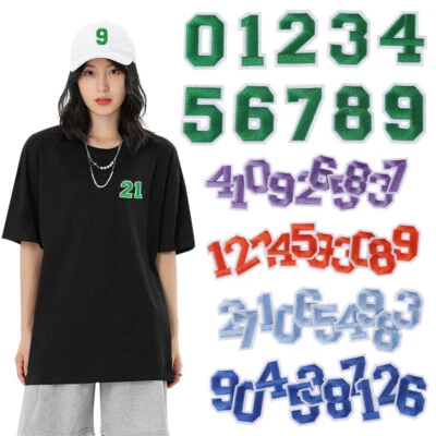 10pcs 0-9 Number Patch Patches College Iron Sew On Alphabet Embroidery Clothes↔ - Image 1 of 4