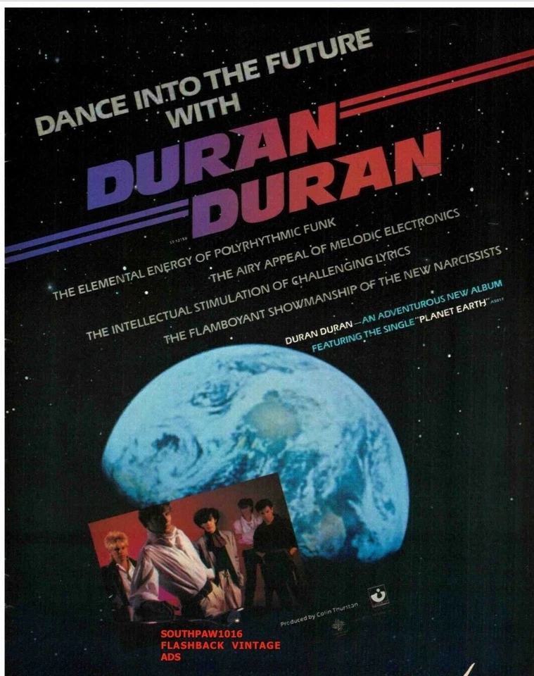 1981  Duran Duran "Planet Earth" Song Release Music Industry Promo Reprint Ad - Image 1 of 1