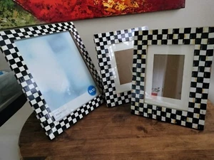 Black & White Checks Wooden Picture Frame 8 x 10 5 X 7 4 x 6 Hand Painted by me - Picture 1 of 4