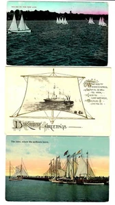 #654 Veleros The Inlet, PawPaw Lake, Saludos de Cumpleaños Vela Barco Motor de Vapor - Imagen 1 de 2