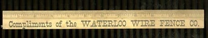 Regla de madera vintage de 12" publicidad WATERLOO WIRE FENCE CO. WATERLOO, N.Y. - Imagen 1 de 2