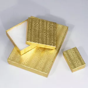 Gold Color Cotton Filled Gift Boxes Jewelry Cardboard Box Lots of 5~20~50~100 - Picture 1 of 9