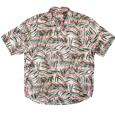 Camisa de Campamento Tommy Bahama Mai Le-Lei Para Hombres L Verde Palma Rosa Rayas Hawaiana Aloha Foto 1 de 4