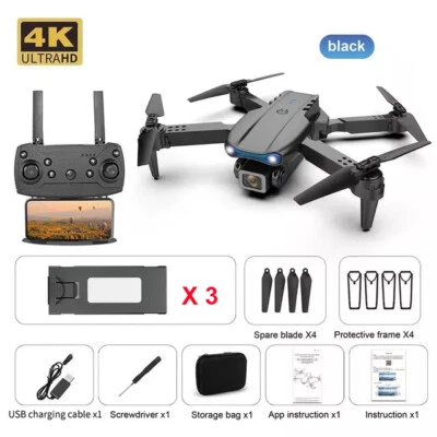 4K HD Camera Drone 3 Batteries WIFI FPV Foldable RC Quadcopter Child Toy Gift - Image 1 of 4