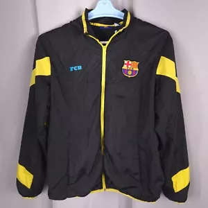 FC Barcelona Jacket Mens M Black Full Zip Windbreaker Soccer Athletic Team - Picture 1 of 16