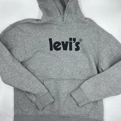 Levi Strauss Men Hoodie M Gray Cotton Pullover Sweatshirt Kangaroo Pocket Casual - Image 1 of 4