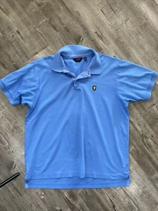 Lincs DC Mens Large Red Collar Blue Embroidered Logo Cotton S/S Golf Polo - Picture 1 of 7