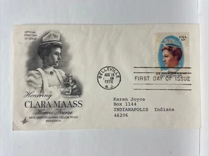 Honoring Clara Maass Heroic Nurse FDC Mail Cover - Belleville, New Jersey (1976) - Picture 1 of 2