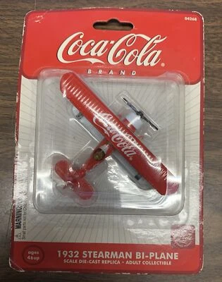 Coca Cola 1932 Stearman Bi-Plane Die Cast Replica Coke Collectible Gearbox Toys - Image 1 of 4