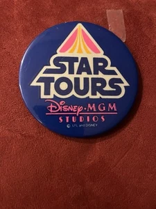 VINTAGE 1989 STAR TOURS WARS PIN #1 GLOW IN THE DARK DISNEY MGM STUDIOS BUTTON - Picture 1 of 2