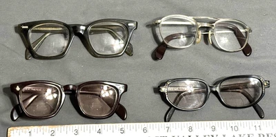 Lot 4 vtg EYE GLASSES Frames Military AMERICAN OPTICAL Aviator GLENDALE Romco - Image 1 of 4