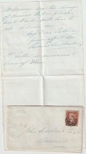 1843 3 MARGIN 1d IMPERF MALTESERKREUZ & UDC WARKWORTH & BRIEF THOMAS LEITHEAD - Bild 1 von 3