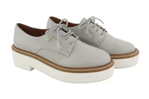 EMPORIO ARMANI X3C139 Damenschuhe EU37 Graues Leder Plateau-Sohle Oxford UVP€226 - Bild 1 von 14