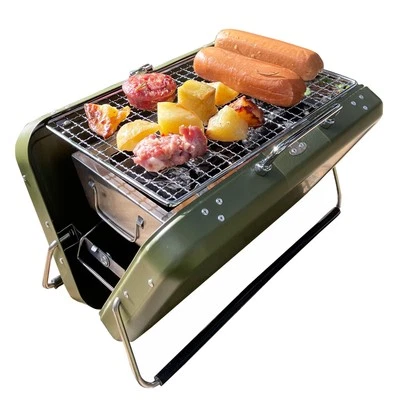 Parrilla de carbón portátil para barbacoa plegable de acero inoxidable mini para camping senderismo Foto 1 de 4