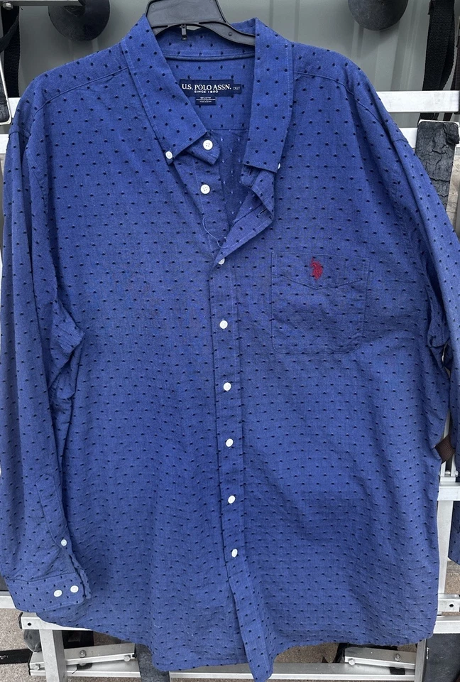 Camisa US POLO ASSN Roja Pony Abotonada Azul Negro Algodón Bordado Hombres 2XLT Foto 1 de 3