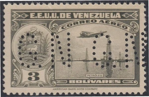 Venezuela Servicio Oficial 101 1931/44 Sello correo aéreo con perforación GN M - Picture 1 of 1