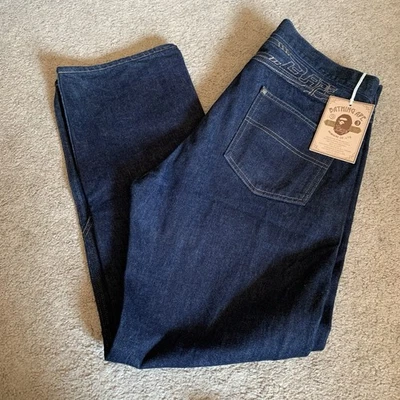 A Bathing Ape Bape Double Knee Denim Pants Men’s Size Large Fashion Jeans - Image 1 of 4