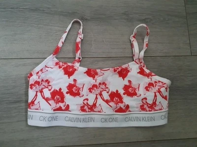 BNWOT Calvin Klein CK One White Floral Print Bralette Bra Size Small - Image 1 of 4
