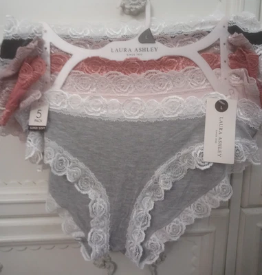 Paquete de 5 bragas Laura Ashley para mujer súper suaves recortadas de encaje talla grande nuevas con etiquetas Foto 1 de 4