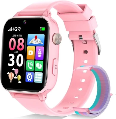 Ucani 4G Kids Smart Watch Boys Girls, Kid GPS Tracker Watch, PINK - Image 1 of 4