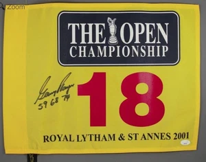 THE OPEN BRITISH GARY PLAYER SIGNED GOLF FLAG AUTHENTIC JSA  (59,68,&74)  ⛳️ - Picture 1 of 1