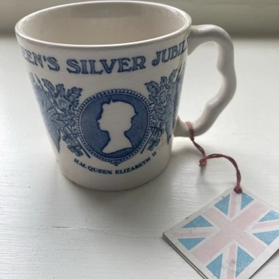 Queen's Silver Jubilee Cream/Blue Commemorative Mug - Pre-Owned (with tag)  - Image 1 of 3