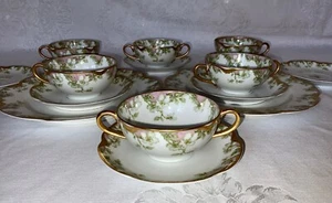 Haviland Limoges Boullion Soup Tea Cup & Saucer Dessert Plate 16Pc Schleiger 33 - Picture 1 of 12