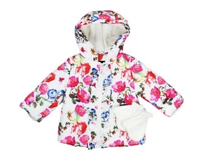 Rothschild Floral Baby Girls Full Zip Hooded Puffer Jacket & Mittens Set NWT - Picture 1 of 1