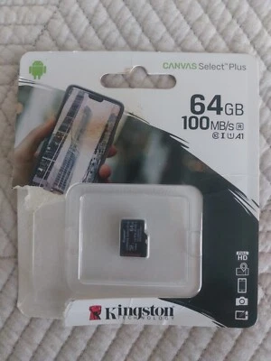 Kingston Technology 64 GB microSDXC Class 10 UHS-1 Memory Card 100MB/s - Image 1 of 2