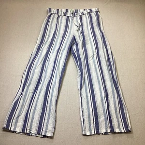 J Crew Pants Women’s XS Blue Wide leg Ankle Beachwear linen Blend drawstring - Picture 1 of 11