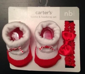 JUEGO DE BOTAS Y CABEZA CARTER PARA BEBÉ RECIÉN NACIDO NIÑA Rojo y Blanco - Imagen 1 de 1