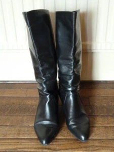 CLARKS BLACK LEATHER KNEE HIGH BOOTS SIZE 6 STANDARD FIT - Picture 1 of 11