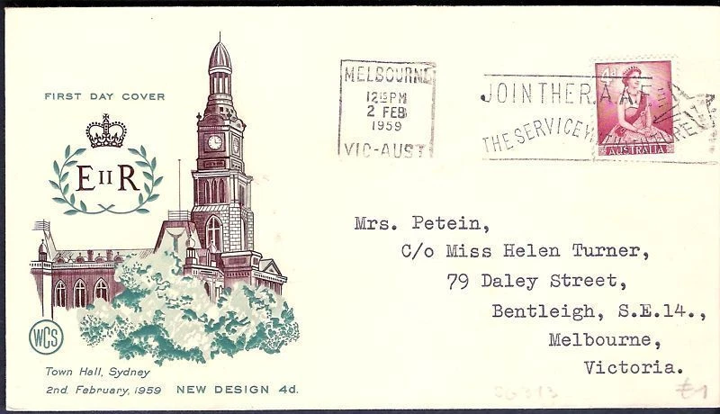 1959 Australia QEII 4d Red WCS FDC "JOIN RAAF" SLOGAN - Image 1 of 1