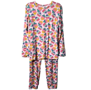 Posh Peanut Pajama Set 8 Cupcake Poppers Fidget Pink Long John PJ Lounge 2pc - Picture 1 of 9