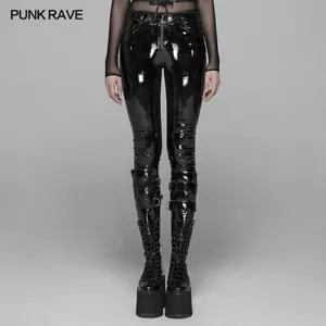 PUNK RAVE Moda Gótico PUNK Leggings Charol Pantalones Negros Mujeres Pantalones - Imagen 1 de 21