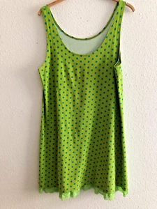Kleid Tunika Jersey Apfelgrün türkise Punkte (Polkadot) mit Top Gr L - Bild 1 von 9