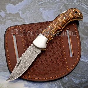 EXQUISITE, CUSTOM MADE HAND FORGED DAMASCUS FOLDING POCKET KNIFE BACK LOCK 0-203 - Picture 1 of 8