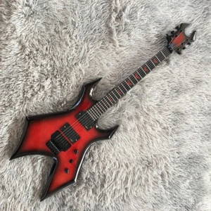 Moderne Warlock MK3 E-Gitarre Rot Aktiv Tonabnehmer 24 Bünde Schläger Inlay Gitarre - Bild 1 von 7