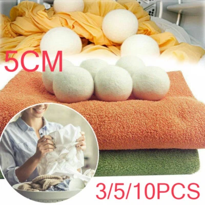 5CM Wool Dryer Balls Natural Fabric Softener Reusable Clothing Drying Felt Ball - Image 1 of 4