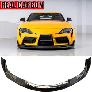 REAL Carbon Fiber Front Bumper Lip Chin Spoiler Fit For Toyota Supra A90 19UP E - Picture 1 of 12