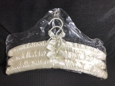 Set Of 3 Padded Ivory Satin Hangers Matching Coated Hooks Unopened Package 39cm
